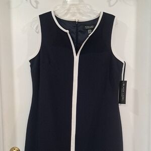 Black Label Navy Dress with White Piped Trim
